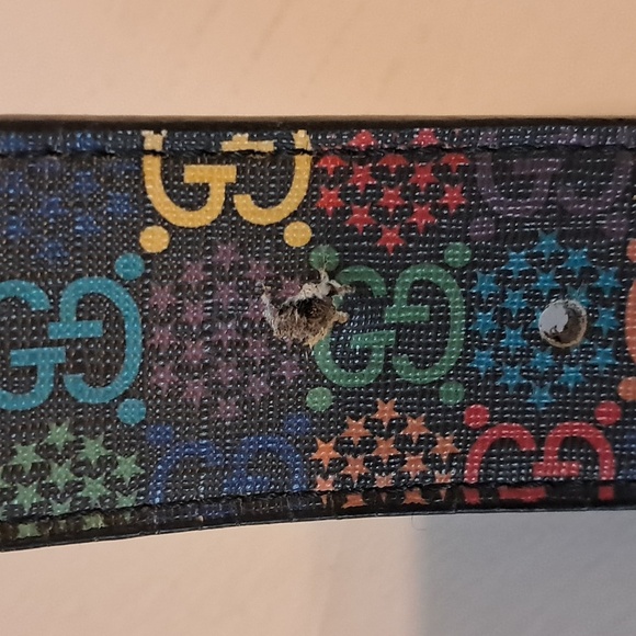 Gucci Supreme Monogram Psychedelic Belt Made In Italy Size 48/120 Colorful Fun - Picture 3 of 9